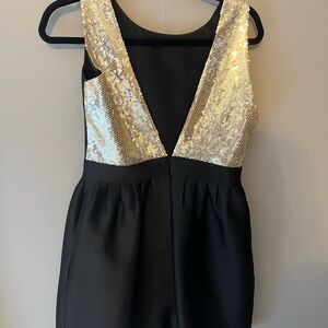 Camilyn Black Dress with Gold Trim